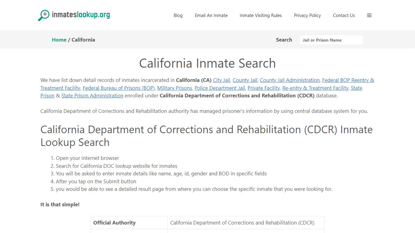 California Inmate Lookup & Search - California Department of ...